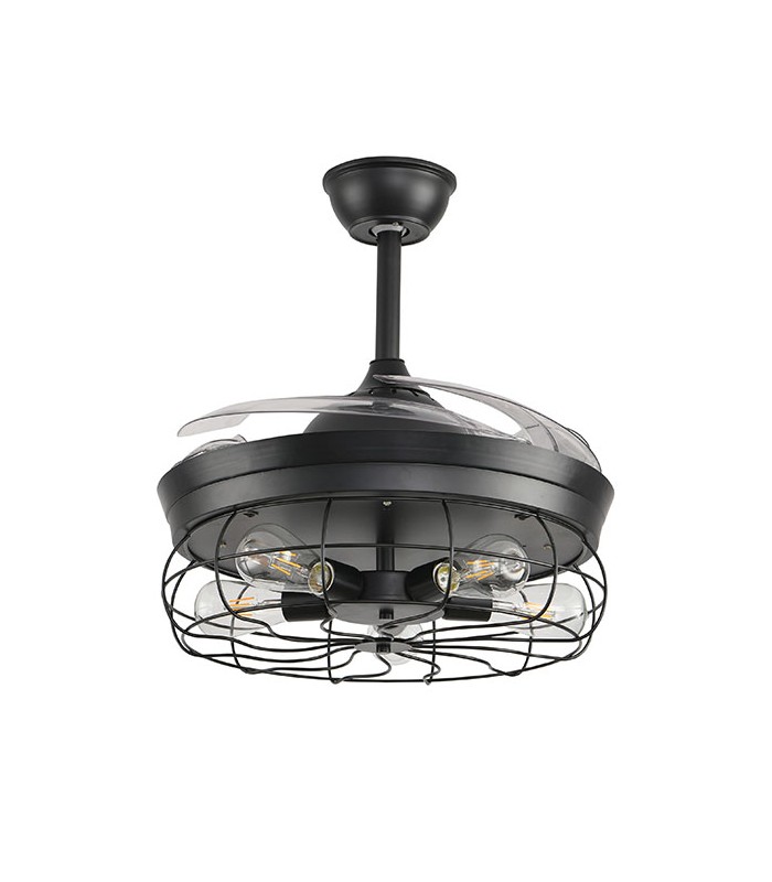 Ventilador de Techo Anticuario DC 4 Aspas Negro 5xE27