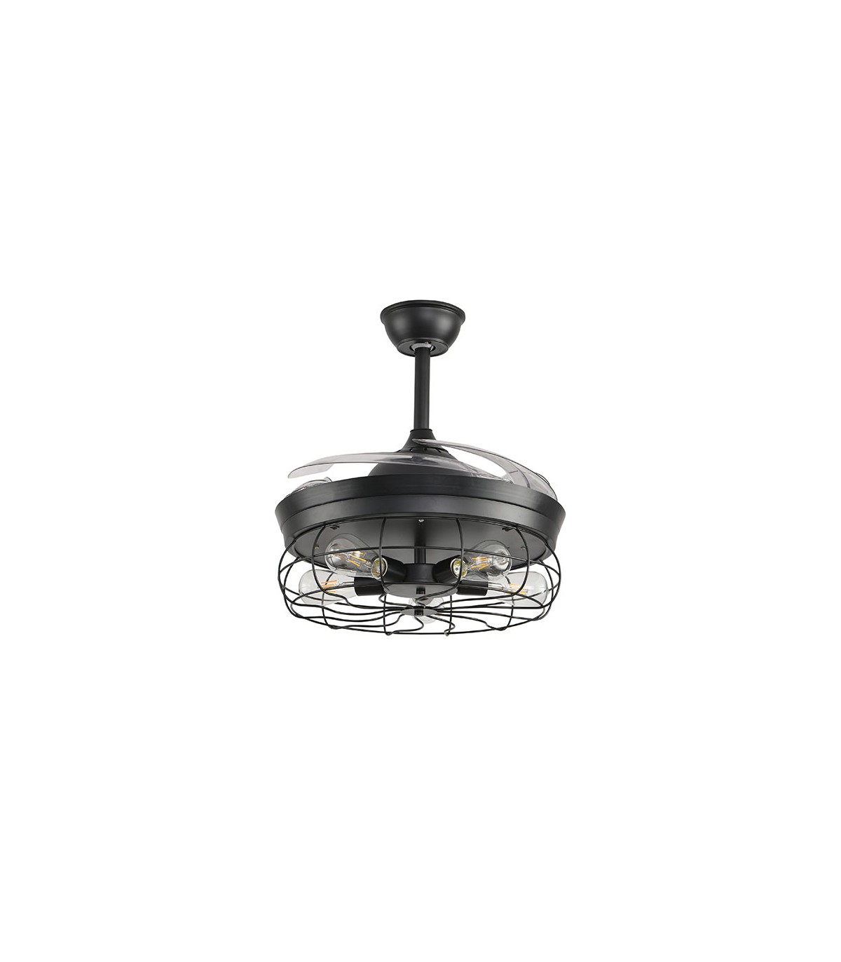 Ventilador de Techo Anticuario DC 4 Aspas Negro 5xE27