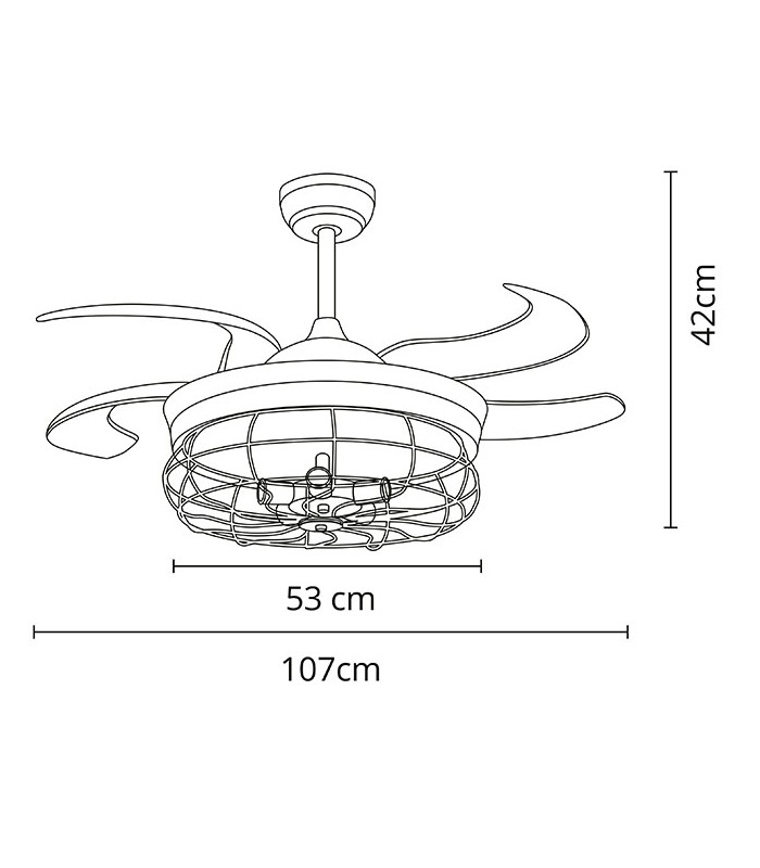 Ventilador de Techo Anticuario DC 4 Aspas Negro 5xE27