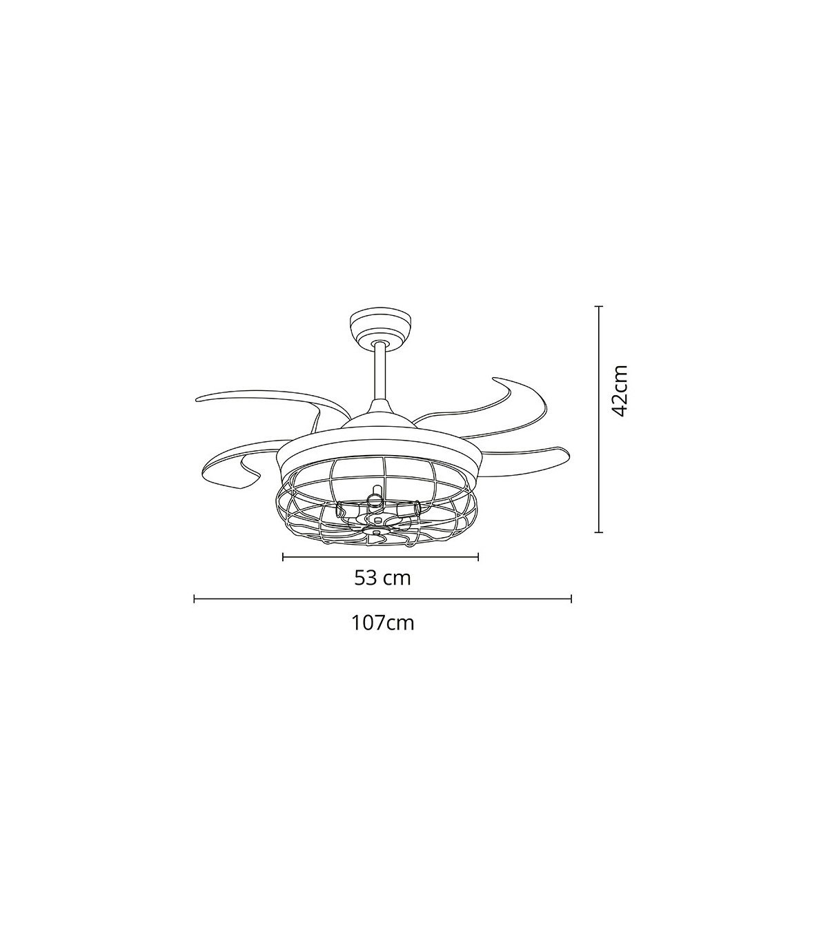 Ventilador de Techo Anticuario DC 4 Aspas Negro 5xE27
