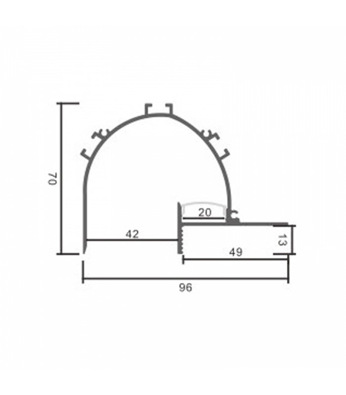 Perfil Aluminio SUN Lacado Blanco Empotrar Arquitectonico -2 Metros-