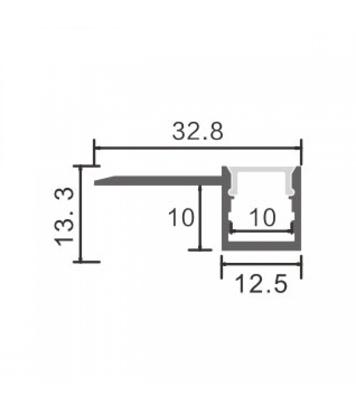 Perfil Aluminio HURE Empotrar Obra -2 Metros-