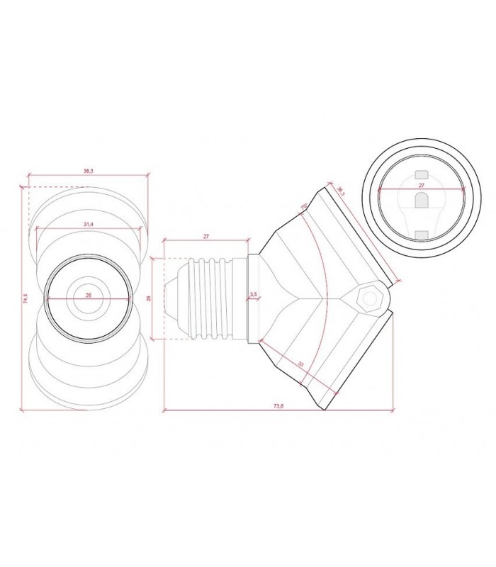 Adaptador casquillo E27 a 2xE27
