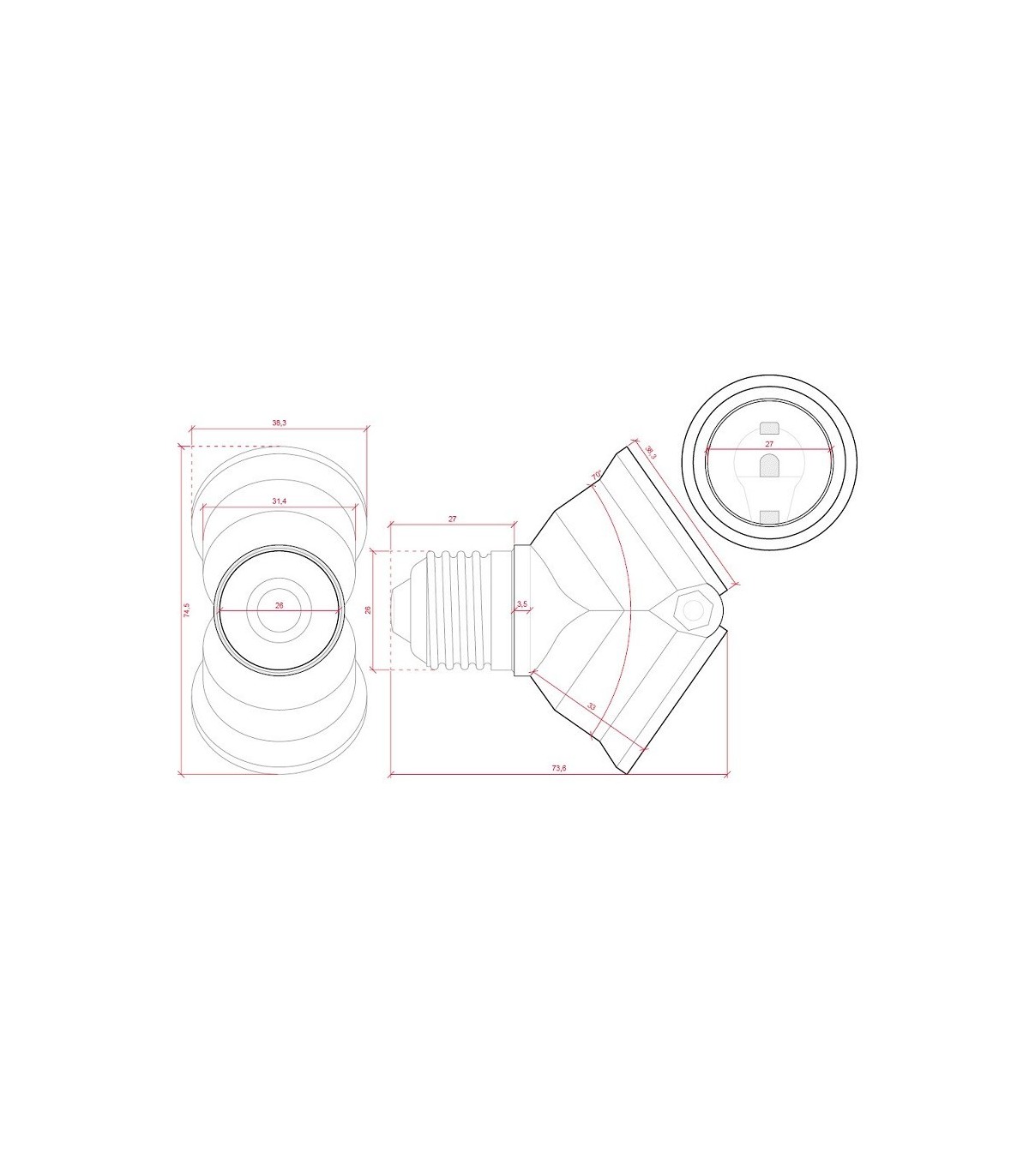 Adaptador casquillo E27 a 2xE27