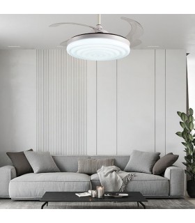 Ventilador Arcos DC 72W 6480Lm 4 Aspas Blanco APP Tuya CCT