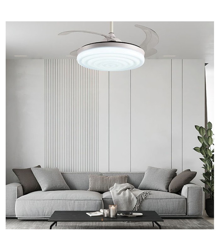 Ventilador Arcos DC 72W 6480Lm 4 Aspas Blanco APP Tuya CCT