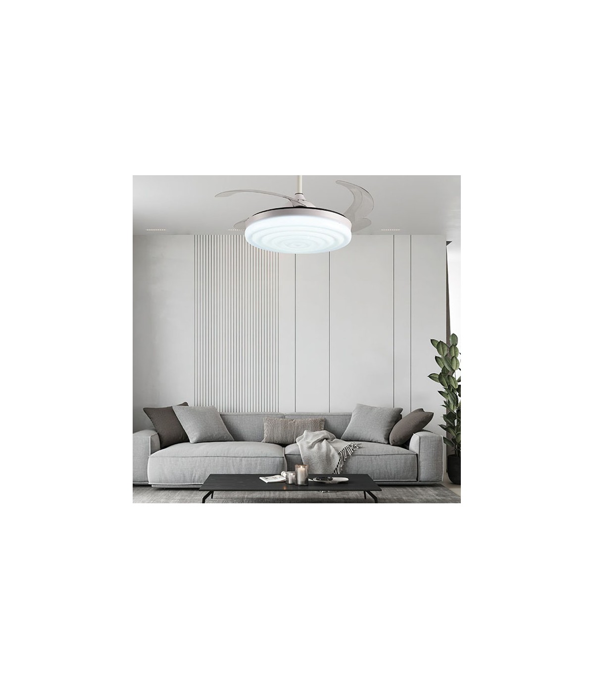 Ventilador Arcos DC 72W 6480Lm 4 Aspas Blanco APP Tuya CCT