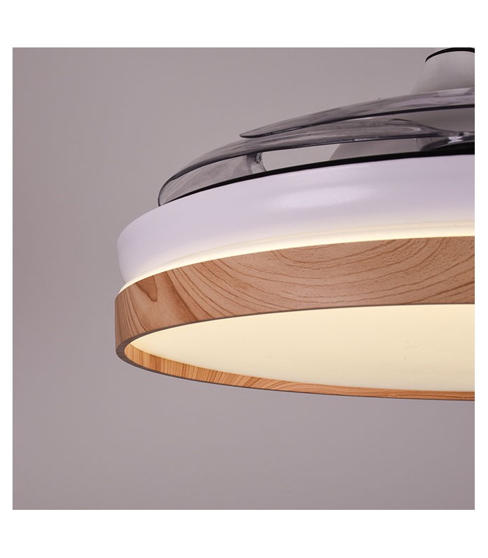 Ventilador LED Cosmos DC 72W 4 aspas 6480Lm Blanco / Haya CCT