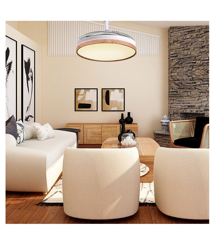 Ventilador LED Cosmos DC 72W 4 aspas 6480Lm Blanco / Haya CCT