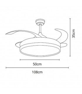 Ventilador LED Cosmos DC 72W 4 aspas 6480Lm Blanco / Haya CCT