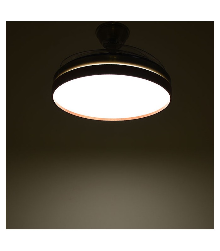 Ventilador LED Cosmos DC 72W 4 Aspas 6480Lm Cuero / Cerezo CCT