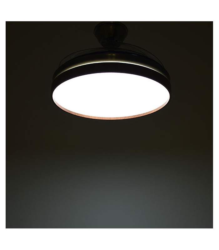 Ventilador LED Cosmos DC 72W 4 Aspas 6480Lm Cuero / Cerezo CCT