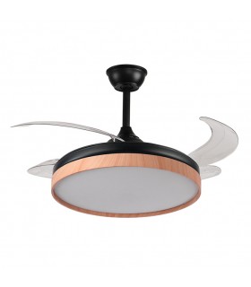 Ventilador LED Cosmos DC 72W 4 aspas 6480Lm Negro / Haya CCT