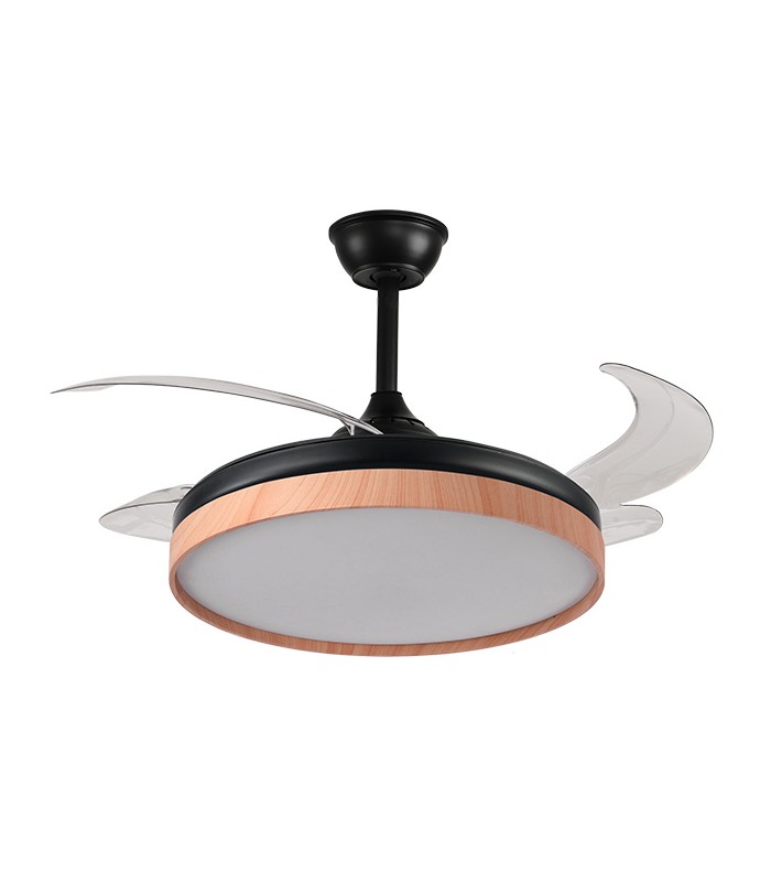 Ventilador LED Cosmos DC 72W 4 aspas 6480Lm Negro / Haya CCT
