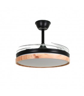 Ventilador LED Cosmos DC 72W 4 aspas 6480Lm Negro / Haya CCT