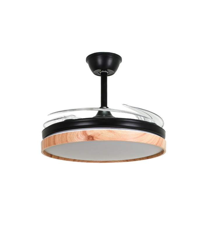 Ventilador LED Cosmos DC 72W 4 aspas 6480Lm Negro / Haya CCT