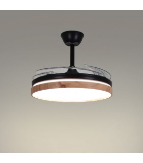 Ventilador LED Cosmos DC 72W 4 aspas 6480Lm Negro / Haya CCT
