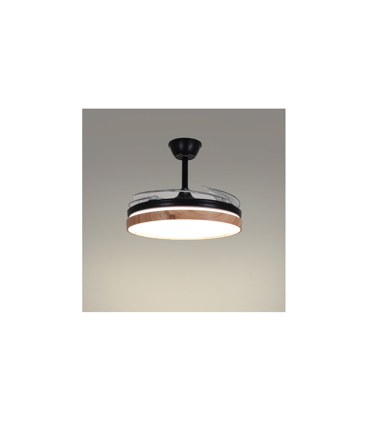 Ventilador LED Cosmos DC 72W 4 aspas 6480Lm Negro / Haya CCT