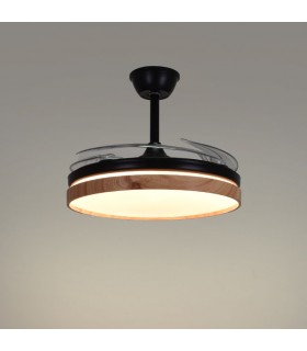 Ventilador LED Cosmos DC 72W 4 aspas 6480Lm Negro / Haya CCT