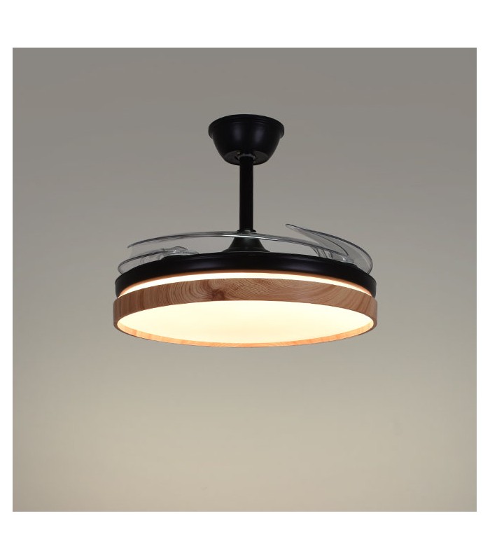 Ventilador LED Cosmos DC 72W 4 aspas 6480Lm Negro / Haya CCT
