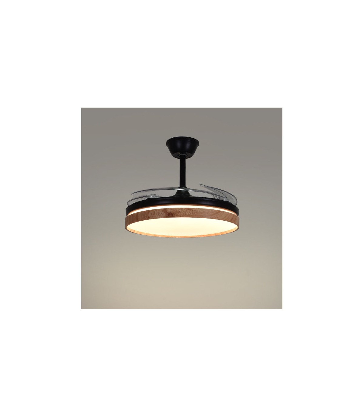 Ventilador LED Cosmos DC 72W 4 aspas 6480Lm Negro / Haya CCT