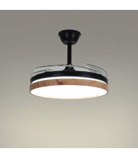 Ventilador LED Cosmos DC 72W 4 aspas 6480Lm Negro / Haya CCT