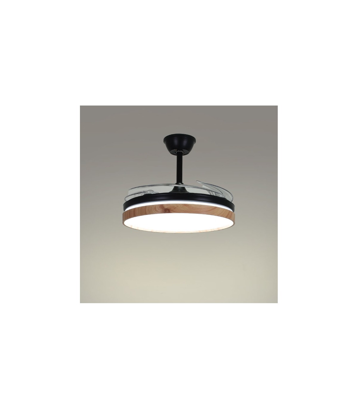 Ventilador LED Cosmos DC 72W 4 aspas 6480Lm Negro / Haya CCT