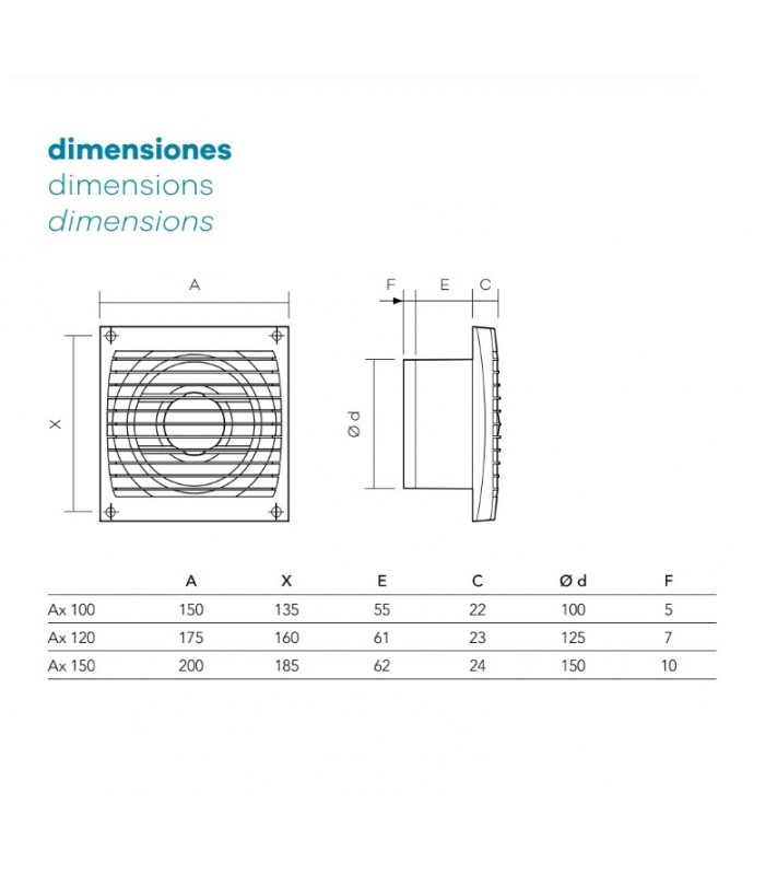 Extractor Axial Doméstico Ax100 230V/50Hz 14W Blanco