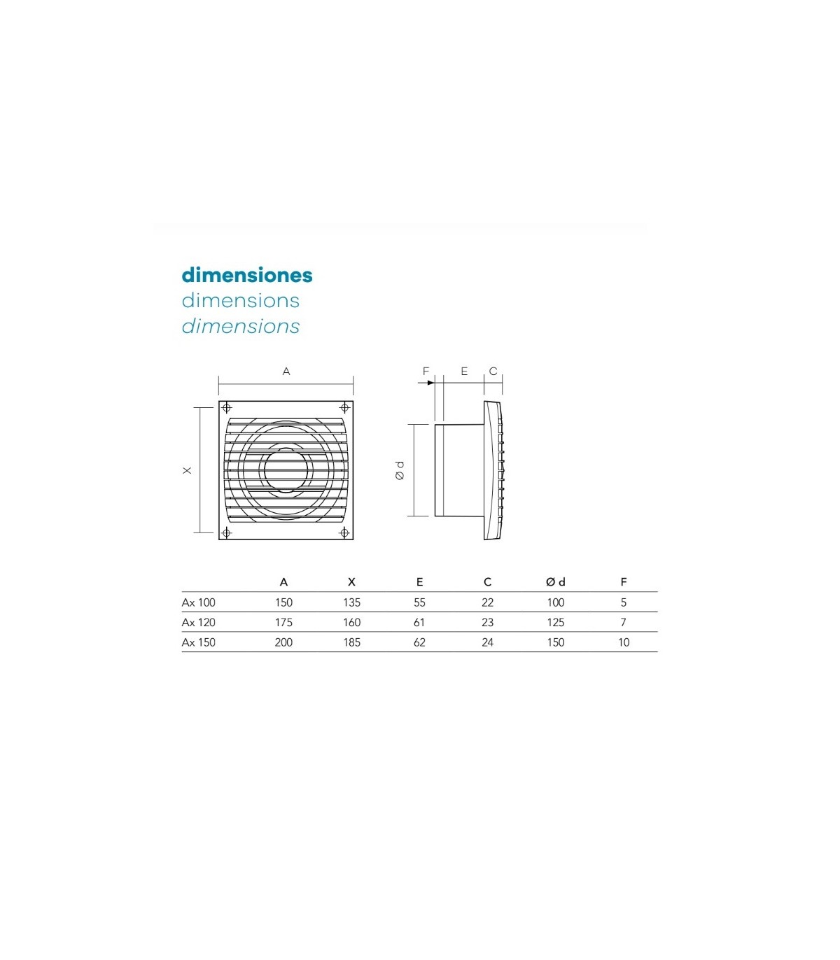 Extractor Axial Doméstico Ax120 230V/50Hz 16W Blanco