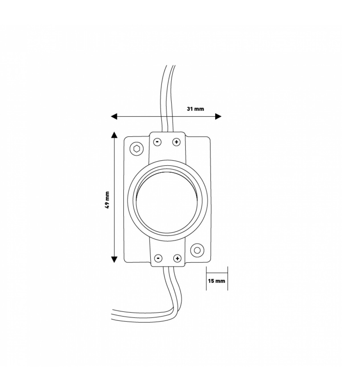 Cadena 20 Módulos 1 Led 2W 200Lm 45º 12VDC IP68