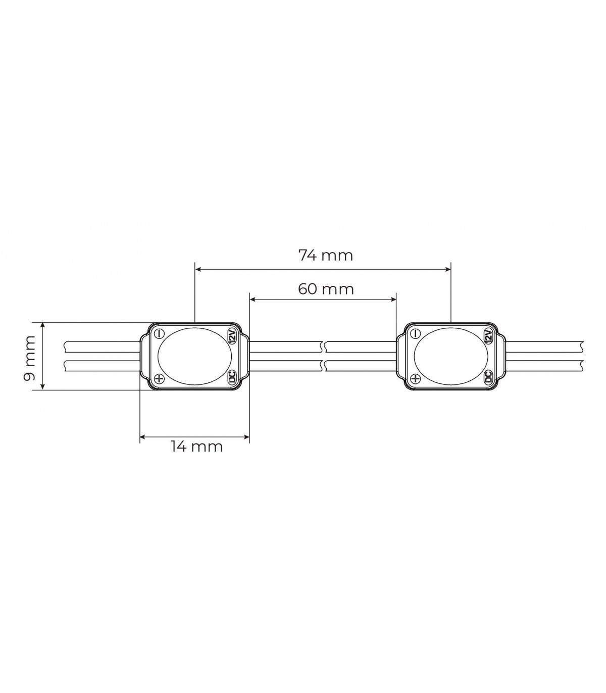 Módulo Led mini PRO 0.24W 25LM 180ºx140º DC 12V IP65