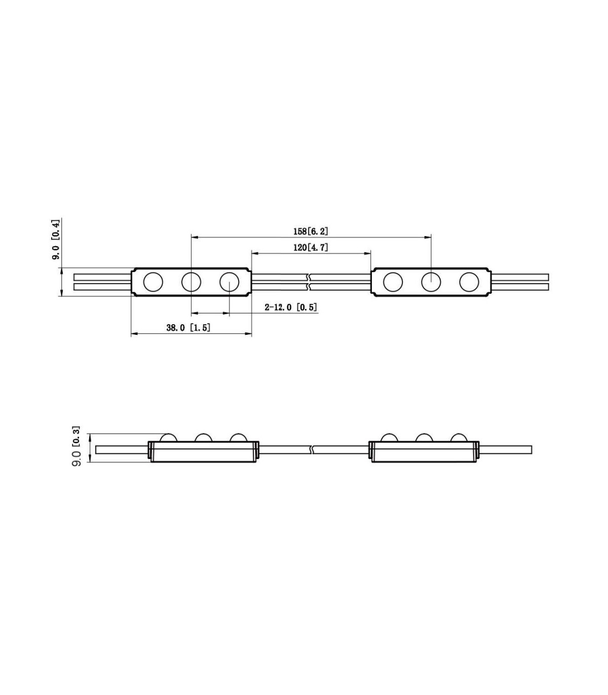 Módulo Led mini PRO 0.72W 80LM 180ºx140º DC 12V IP65