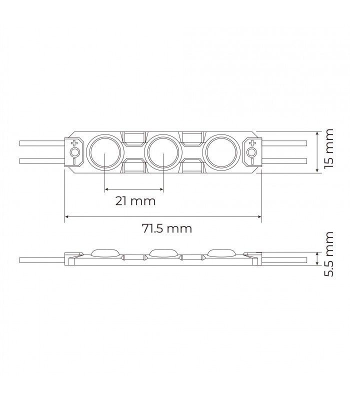 Módulo Led ECO 1W 110LM 165º DC 12V IP65