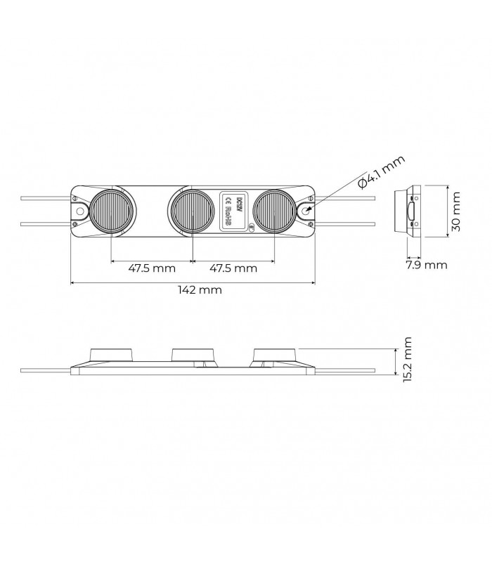 Módulo Led LG 6W 780LM 10ºx40º DC 12V IP65