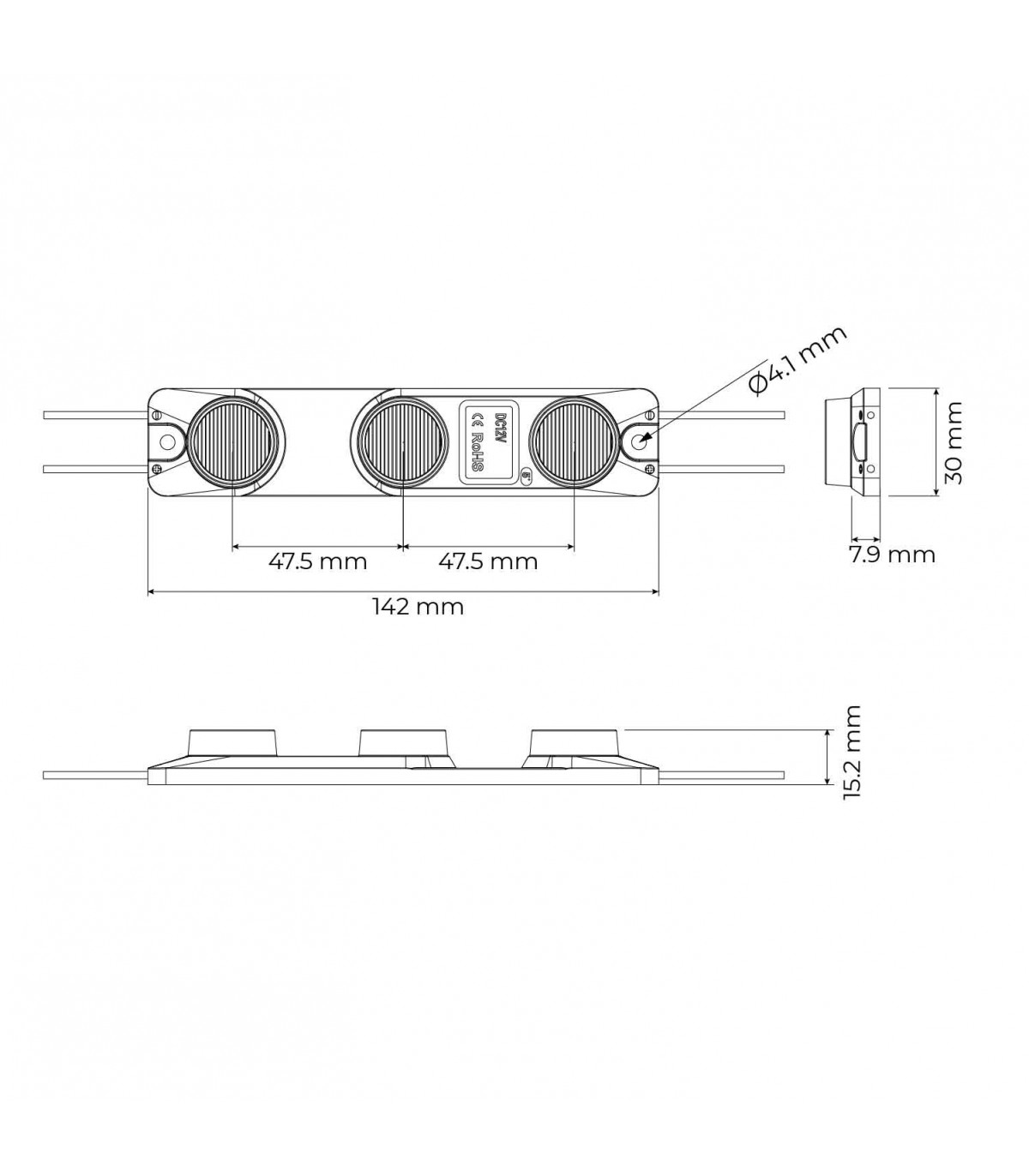 Módulo Led LG 6W 780LM 10ºx40º DC 12V IP65
