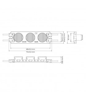 Módulo Led 2.5W 250LM 10ºx65º DC 12V IP65