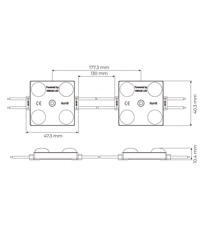 Módulo Led OSRAM 2W 200LM 170º DC 12V IP68