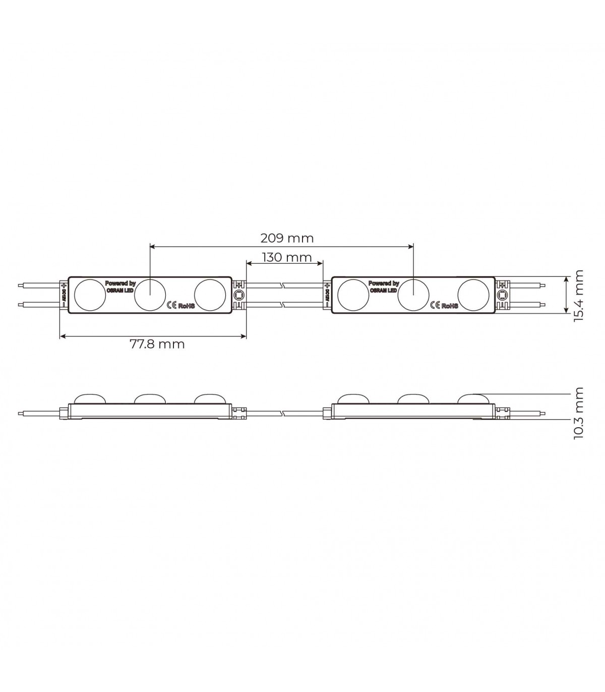Módulo Led OSRAM 1.5W 150LM 170º DC 12V IP68