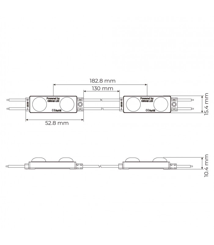 Módulo Led OSRAM 1W 100LM 170º DC 12V IP68
