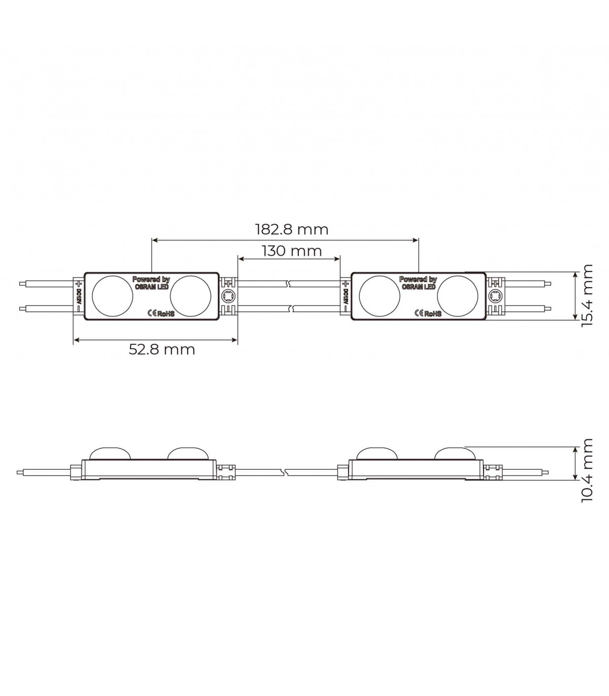 Módulo Led OSRAM 1W 100LM 170º DC 12V IP68