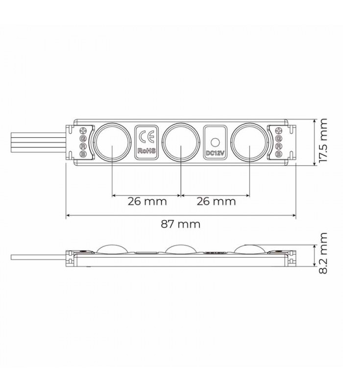 Módulo Led RGB 0.65W 30LM 160º DC 12V IP65