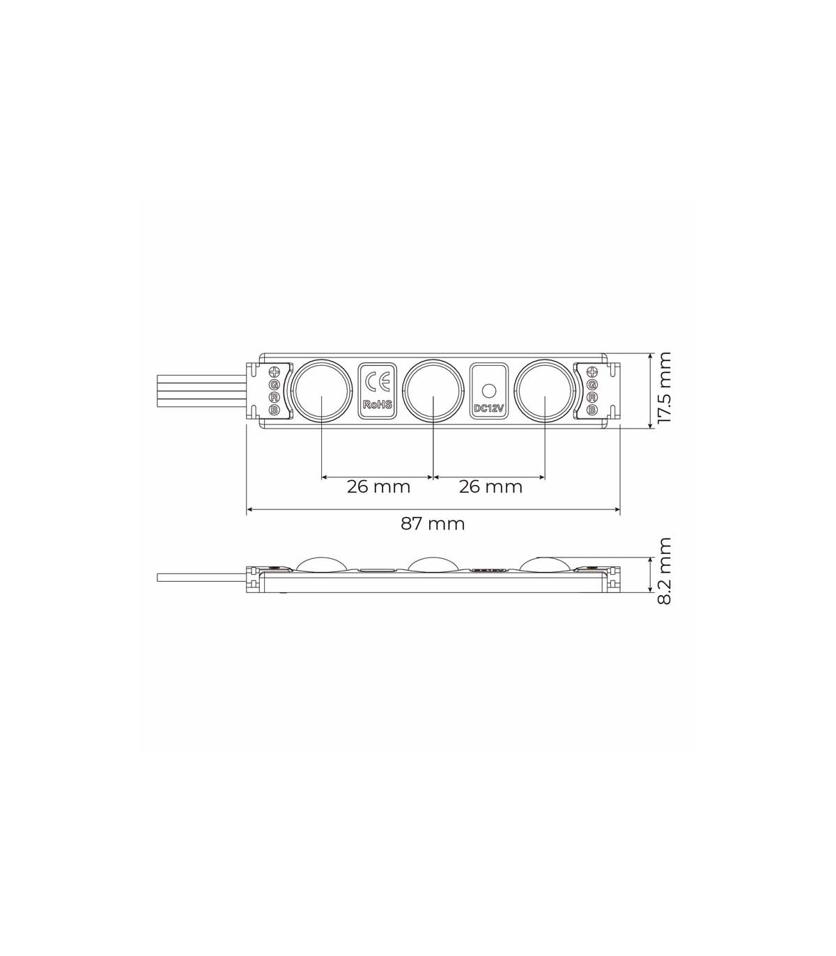 Módulo Led RGB 0.65W 30LM 160º DC 12V IP65