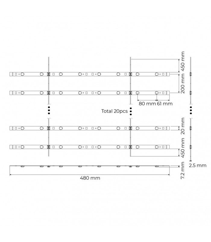 Tiras Rígidas Led 6W 480LM 170º DC 24V IP33