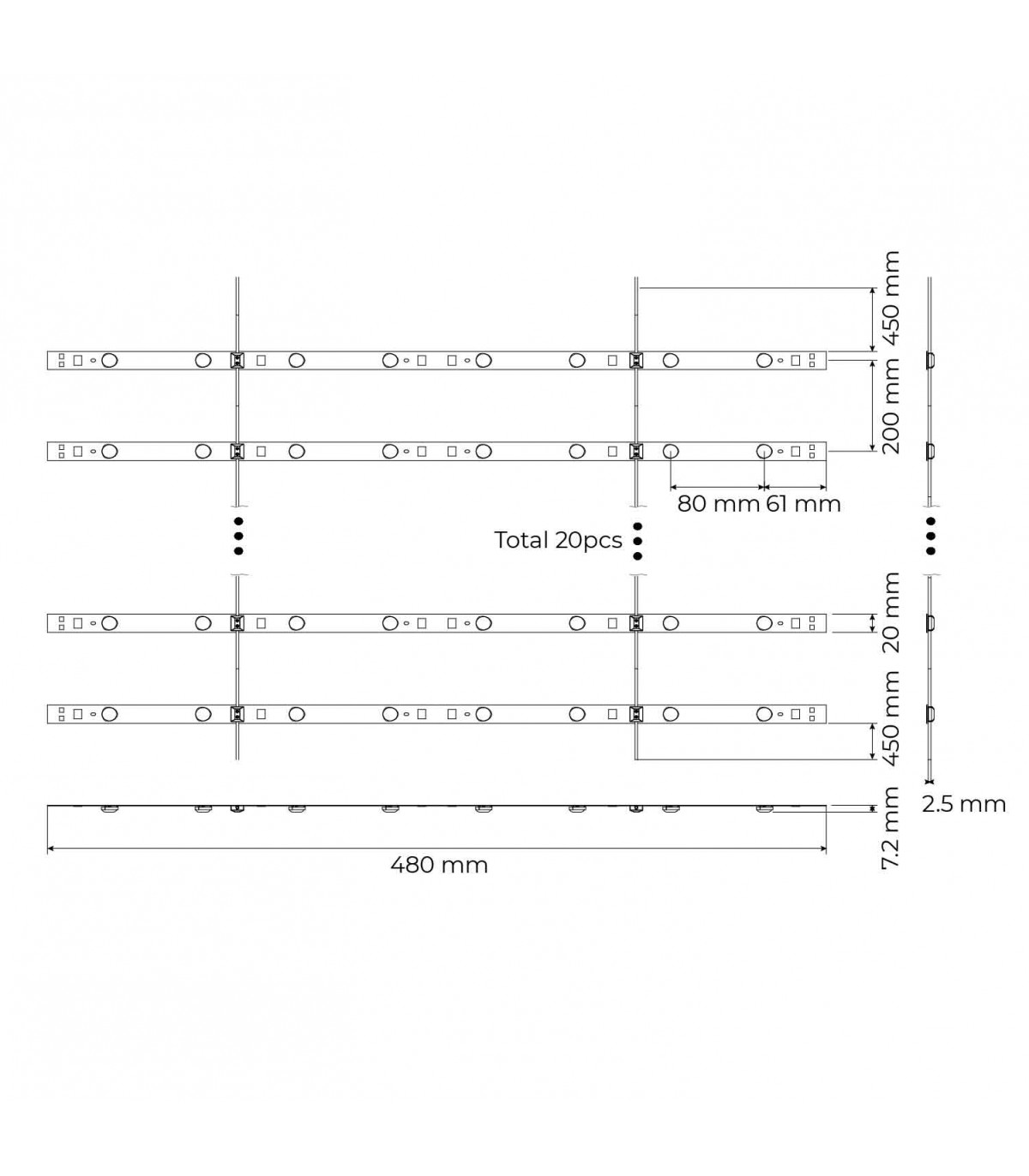 Tiras Rígidas Led 6W 480LM 170º DC 24V IP33
