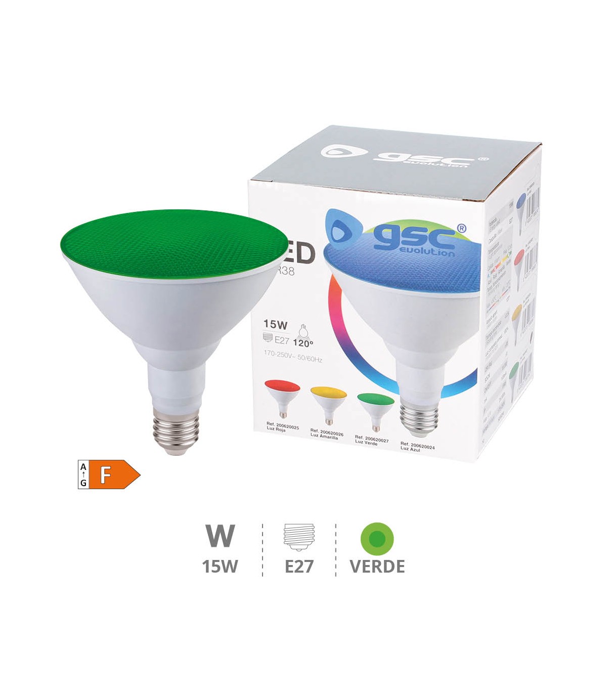 Bombilla Led PAR38 E27 15W 1200Lm IP65 Verde