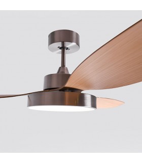 Ventilador Tulum DC Níquel 25W 2500Lm 3 Aspas Haya CCT