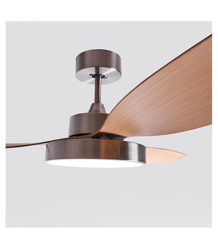 Ventilador Tulum DC Níquel 25W 2500Lm 3 Aspas Haya CCT