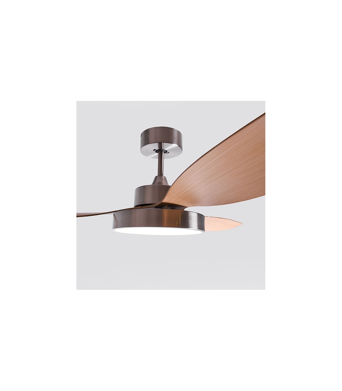 Ventilador Tulum DC Níquel 25W 2500Lm 3 Aspas Haya CCT