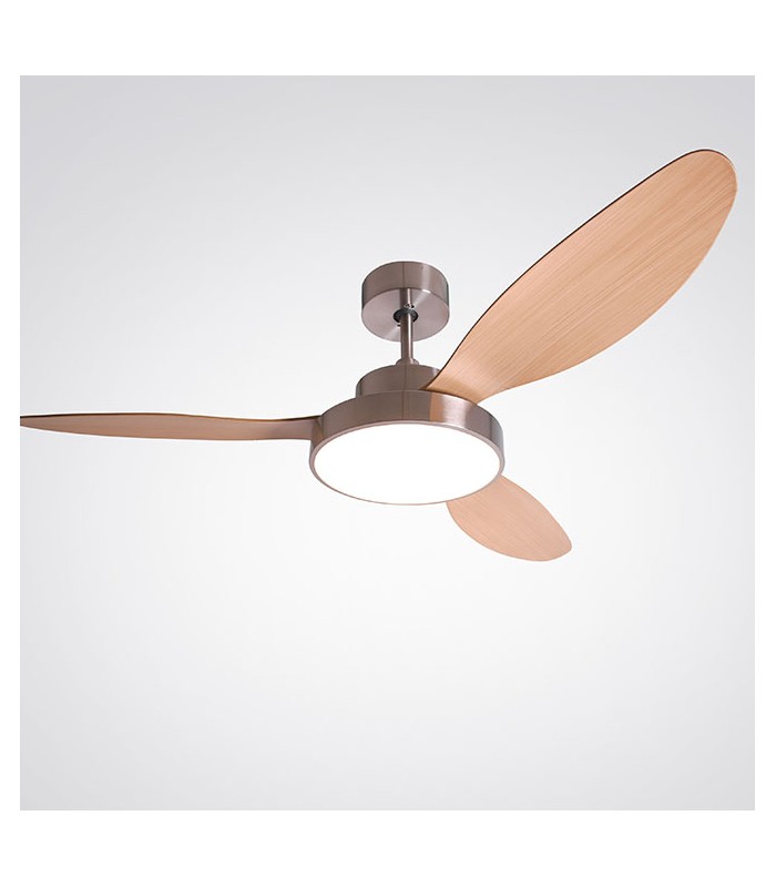 Ventilador Tulum DC Níquel 25W 2500Lm 3 Aspas Haya CCT