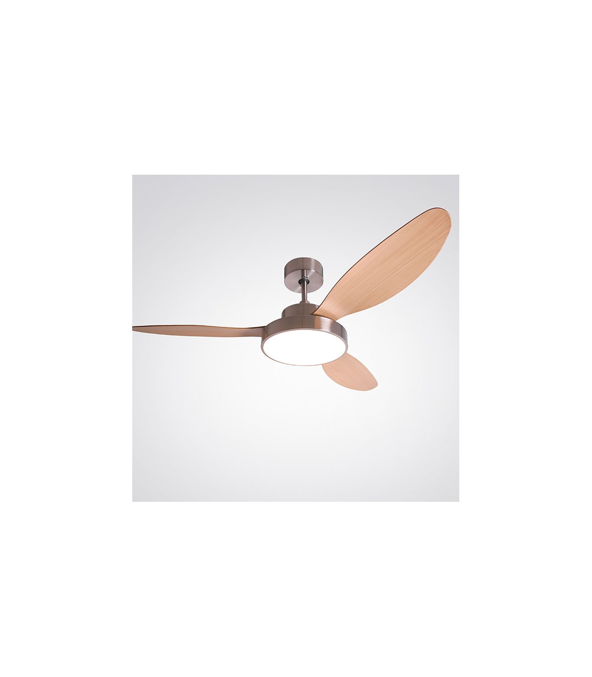 Ventilador Tulum DC Níquel 25W 2500Lm 3 Aspas Haya CCT